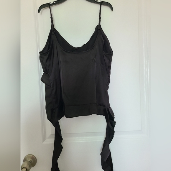 NWOT Womens Silk Spaghetti Strap Tank Tops Ruffle Going Out V-Neck Camisole, S - Picture 9 of 11